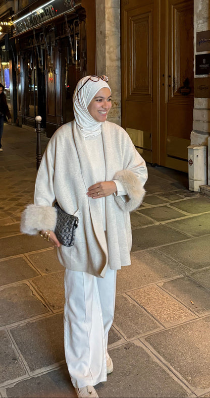 Veste en fourrure beige