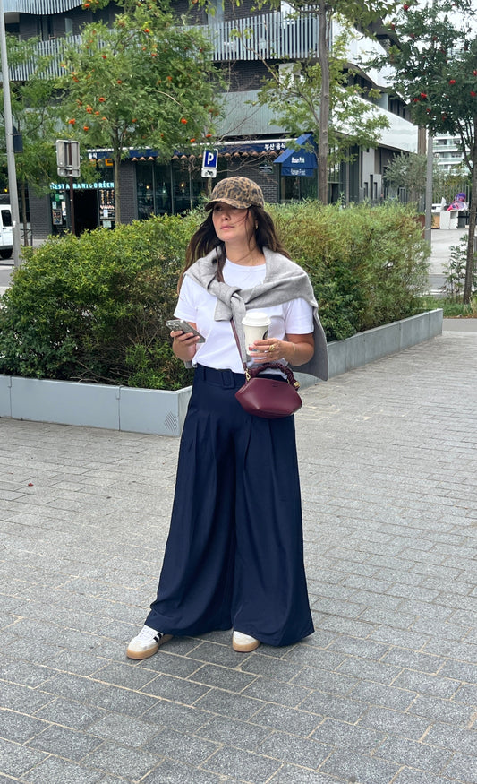 Pantalon large bleu marine