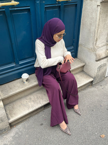Pantalon large aubergine
