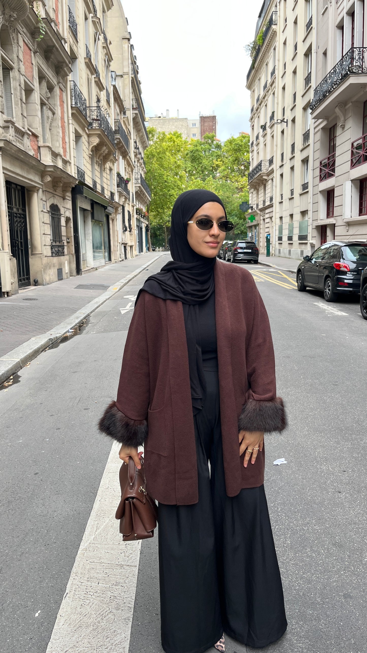 Veste en fourrure marron