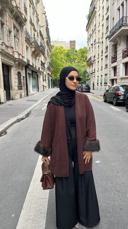 Veste en fourrure marron