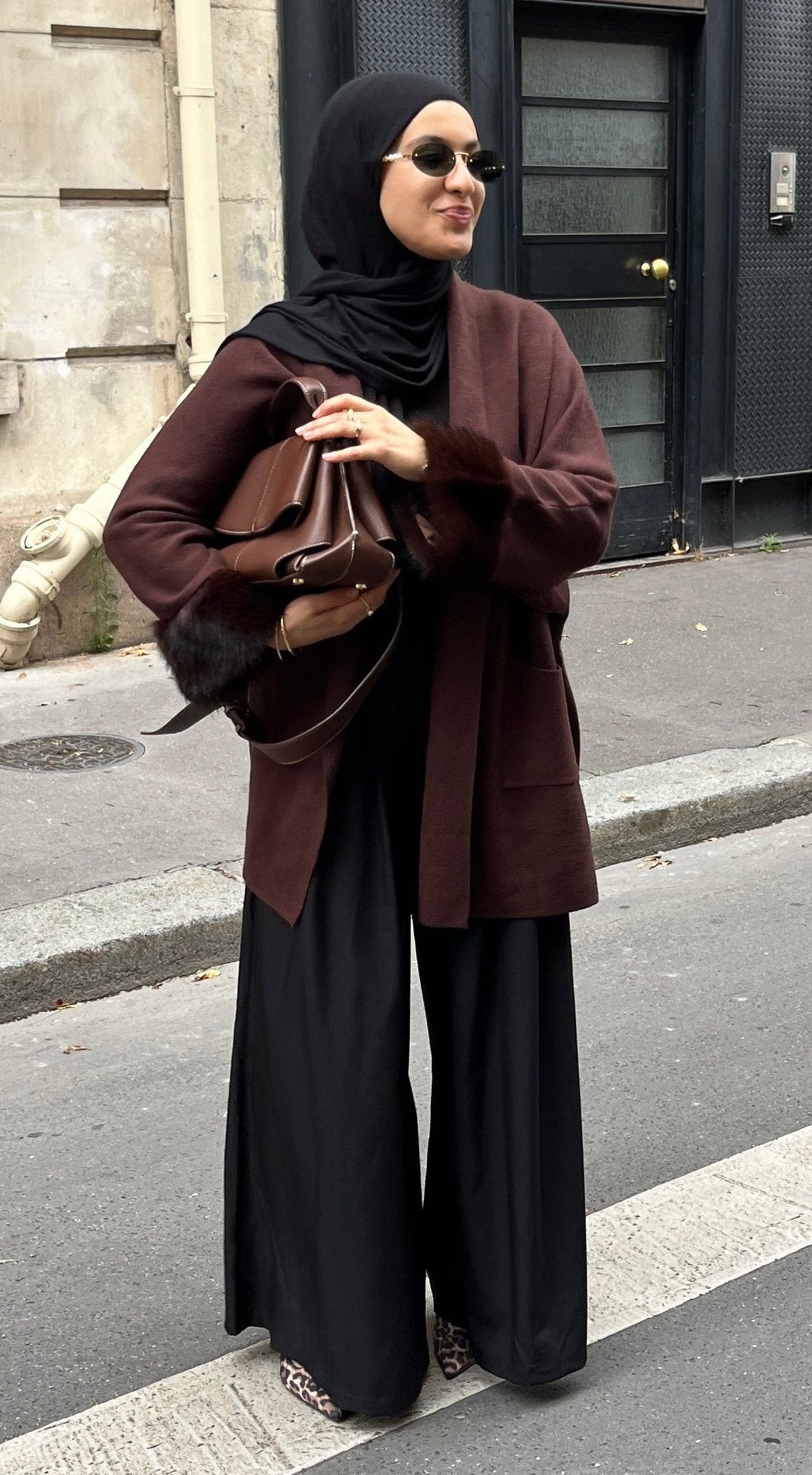 Veste en fourrure marron