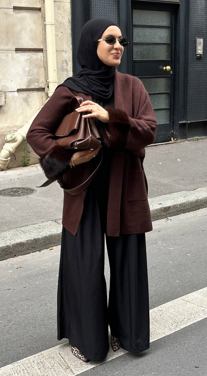 Veste en fourrure marron