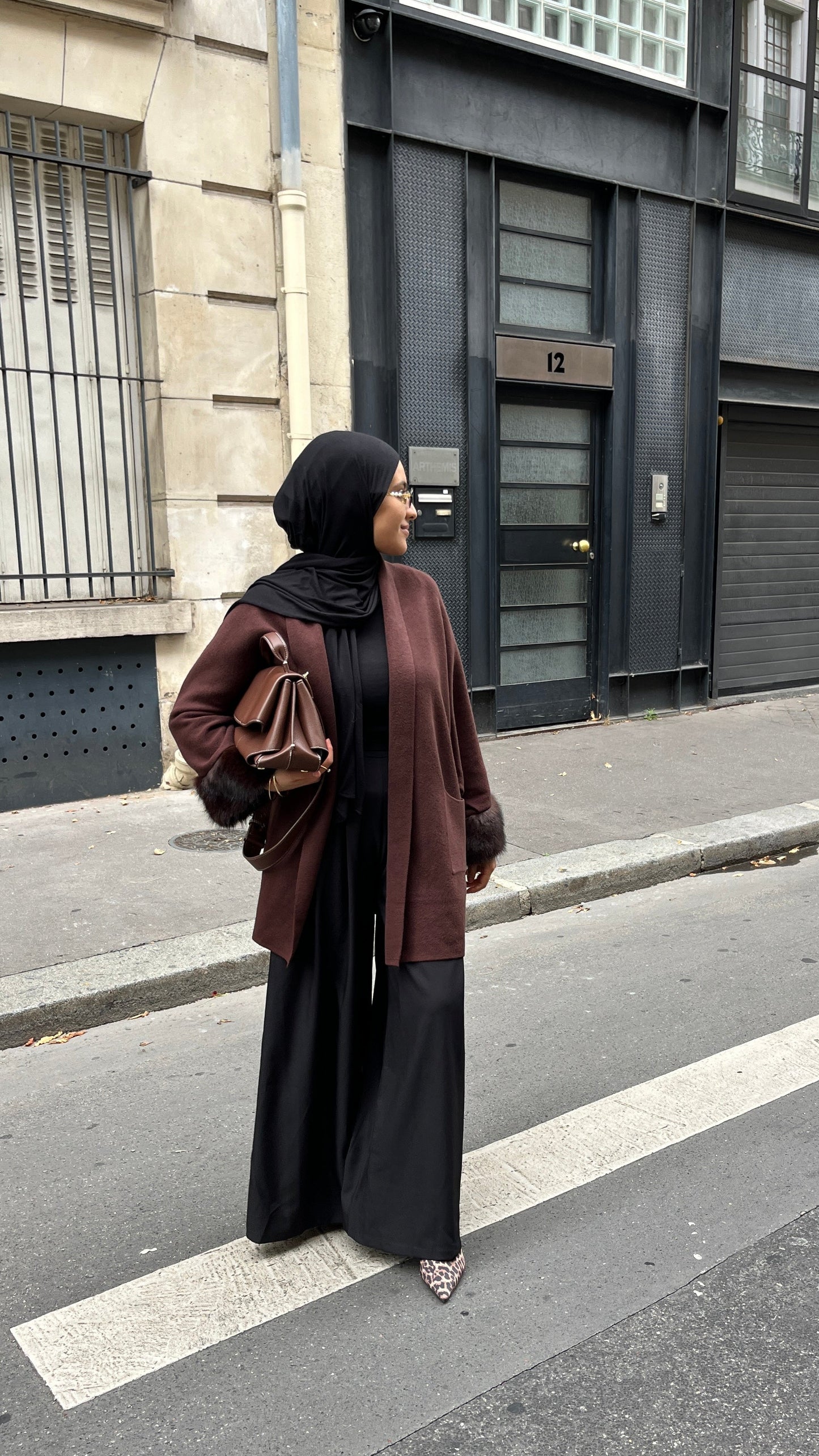 Veste en fourrure marron