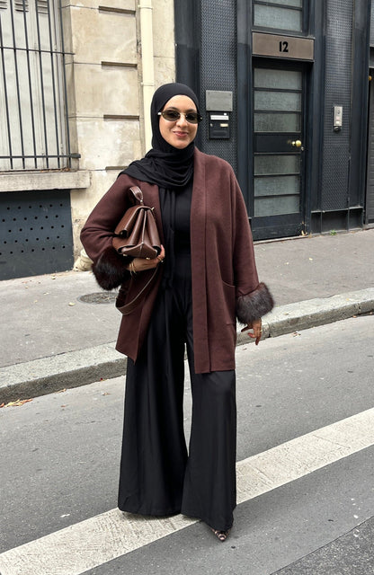 Veste en fourrure marron