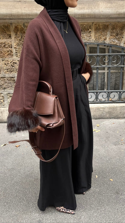 Veste en fourrure marron