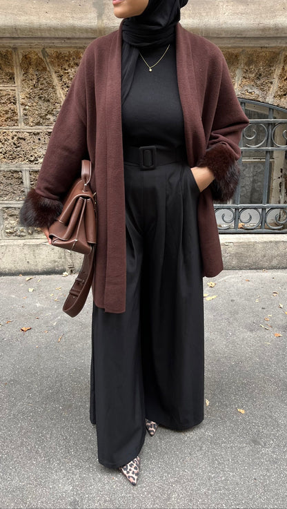 Veste en fourrure marron