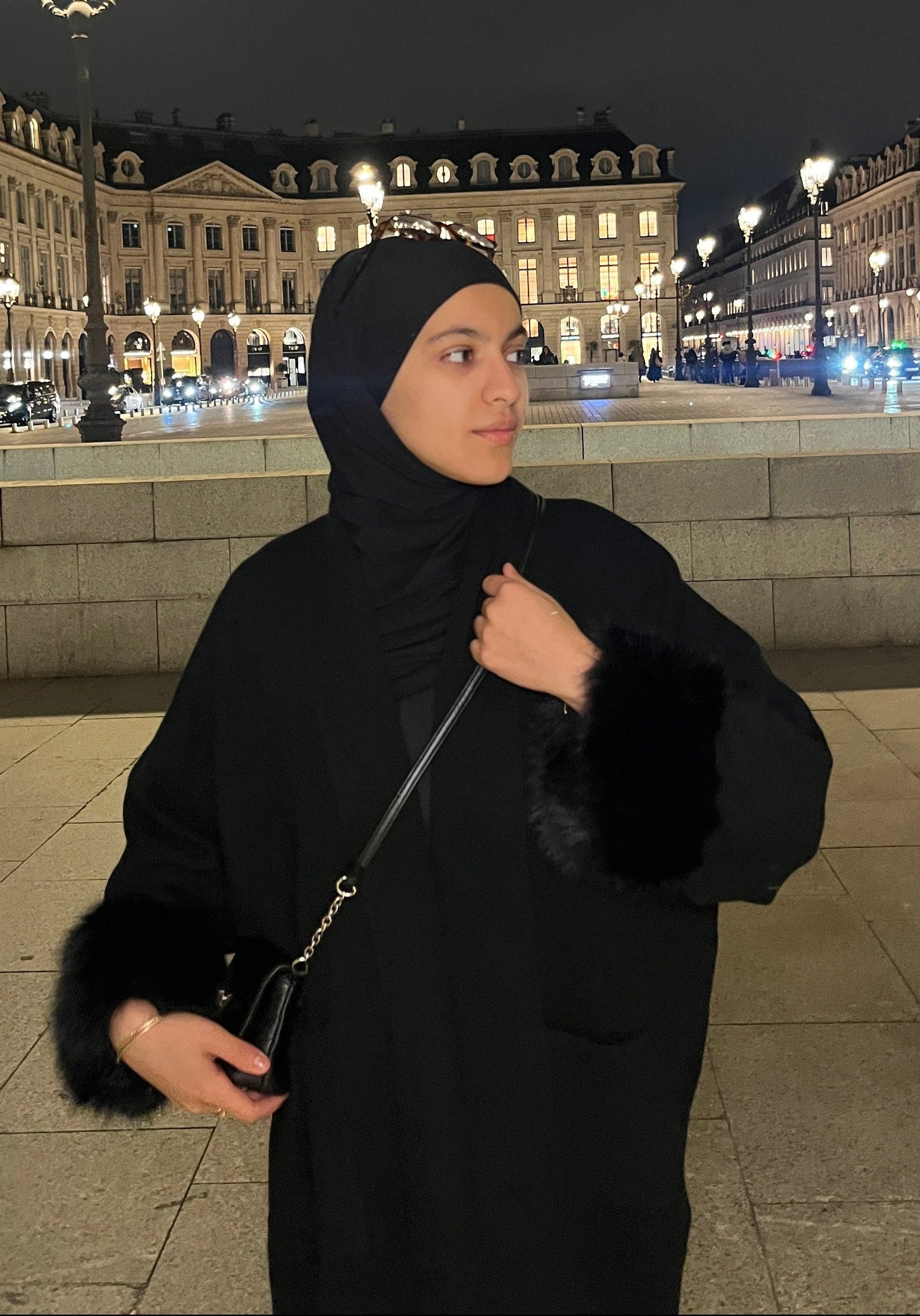 Veste en fourrure noir