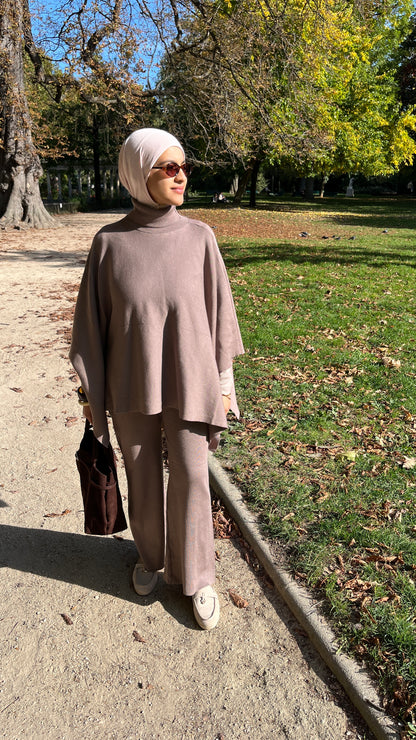 Ensemble poncho mokka