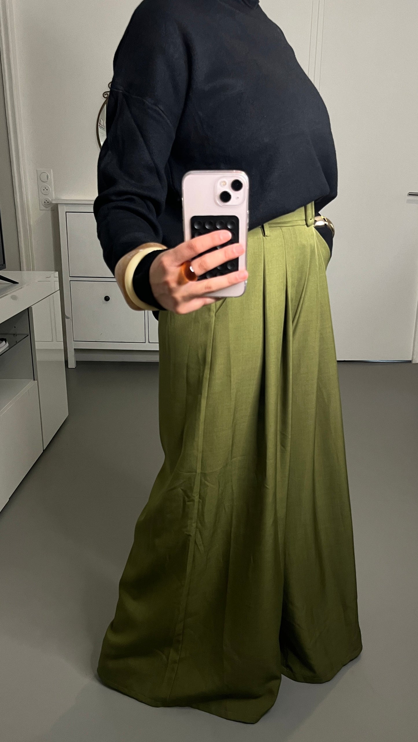 Pantalon large olive