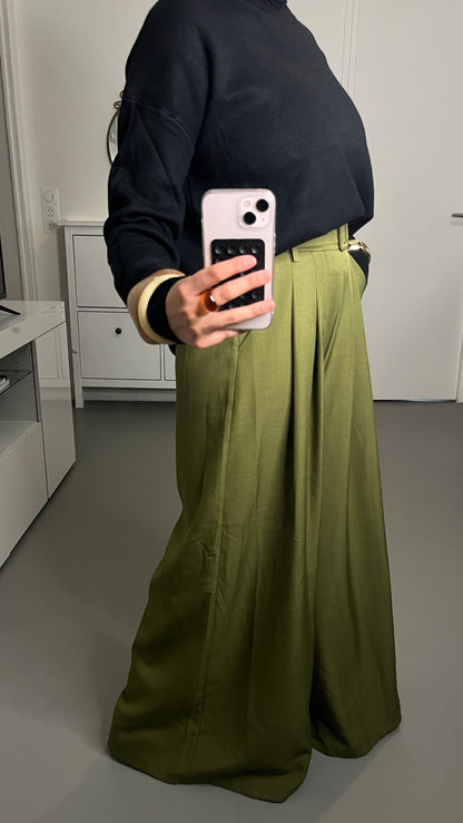 Pantalon large olive