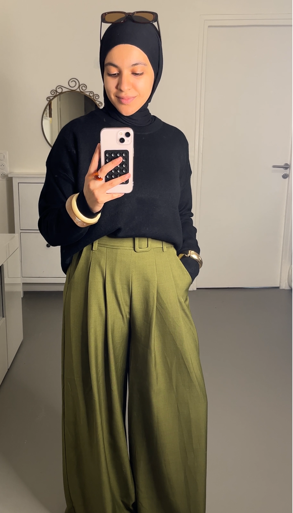 Pantalon large olive