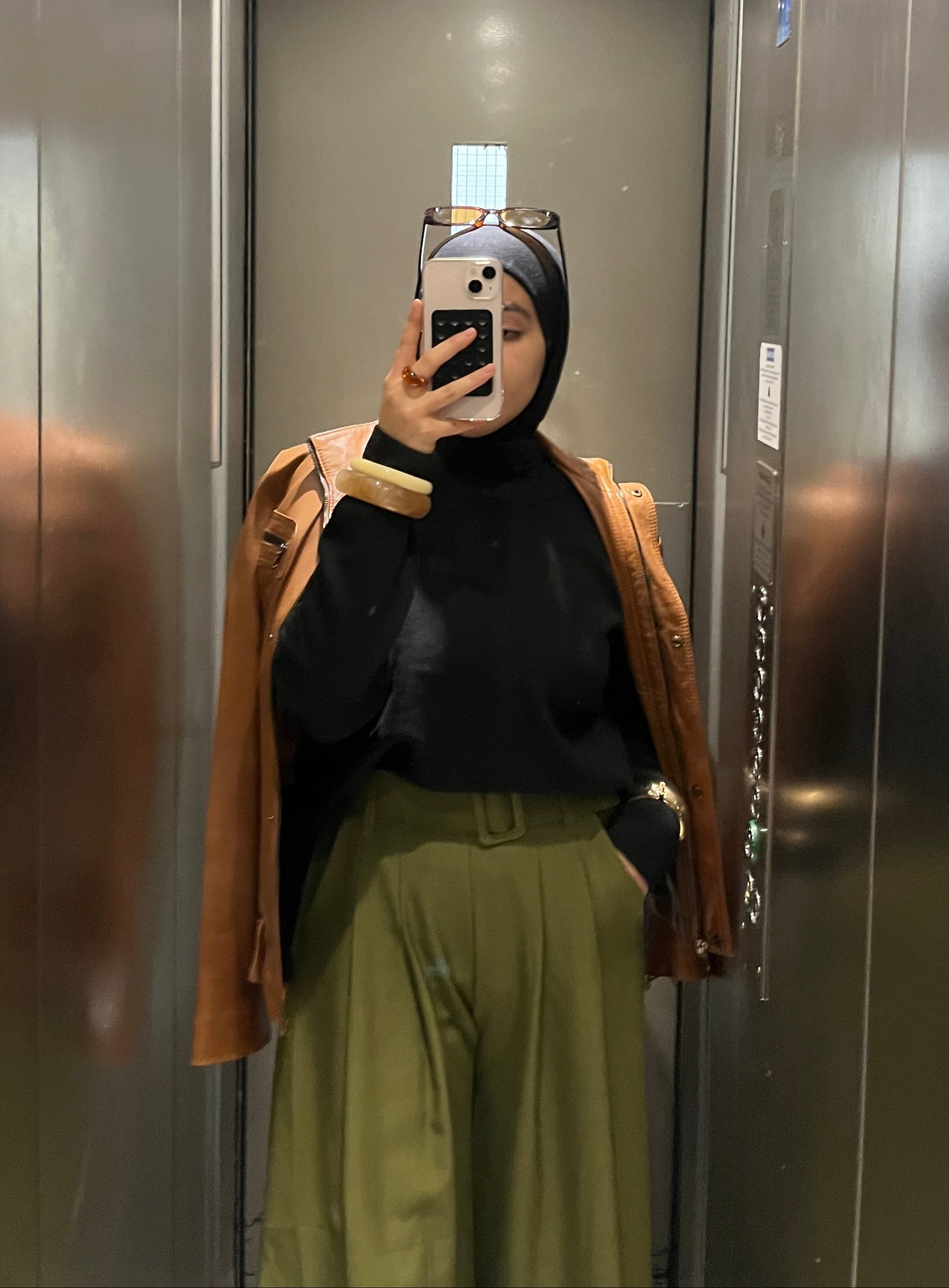 Pantalon large olive