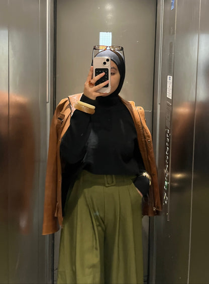 Pantalon large olive