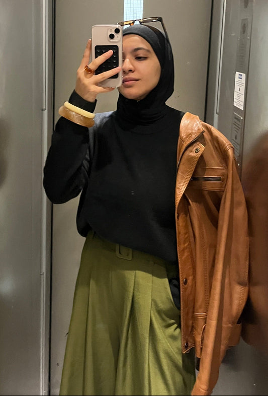 Pantalon large olive