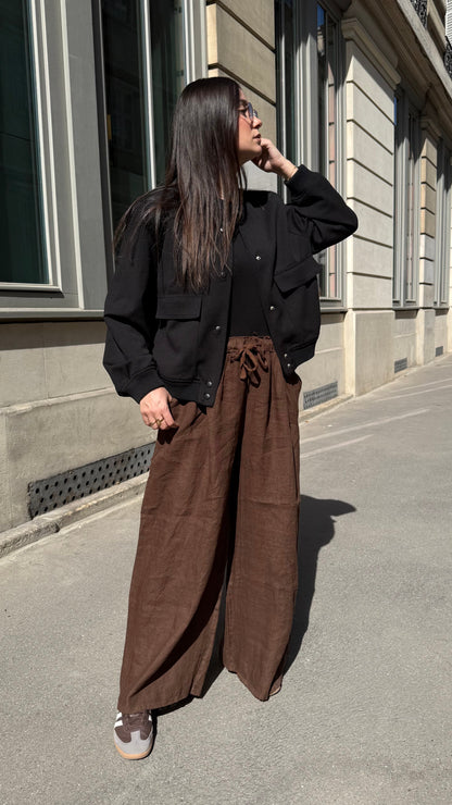 Pantalon Lino Chocolat
